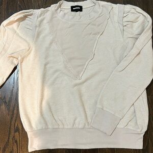 Monrow Teddy Fleece puff sleeve Sweatshirt cream